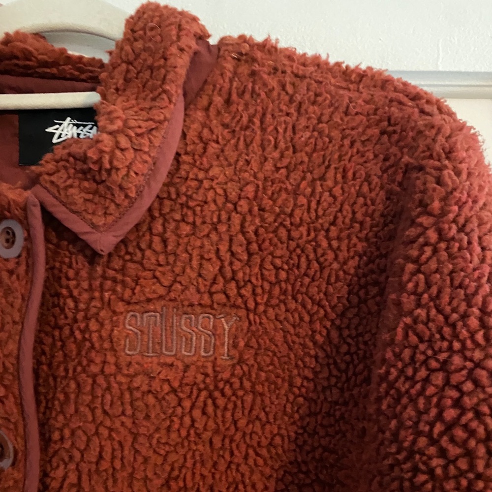Stüssy Clay Sherpa Fleece Button Down Teddy Jacket Size XS - Picture 6 of 10